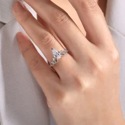 Best Gabriel & Co. Russo - 14K White Gold Pear Shape Chevron Engagement Ring