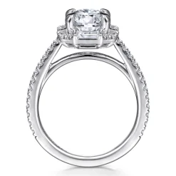 Hot Gabriel & Co. Ryland - 14K White Gold Octagonal Halo Round Diamond Engagement Ring