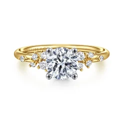 New Gabriel & Co. Sacred - 14K Yellow-White Gold Round Diamond Engagement Ring