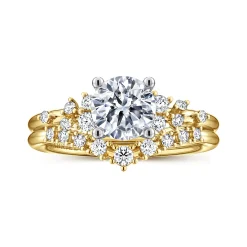 New Gabriel & Co. Sacred - 14K Yellow-White Gold Round Diamond Engagement Ring