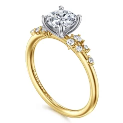 New Gabriel & Co. Sacred - 14K Yellow-White Gold Round Diamond Engagement Ring