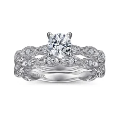 Outlet Gabriel & Co. Sadie - 14K White Gold Round Diamond Engagement Ring