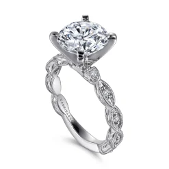 Discount Gabriel & Co. Sadie - 14K White Gold Twisted Round Diamond Engagement Ring