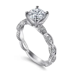 New Gabriel & Co. Sadie - Platinum Round Diamond Engagement Ring