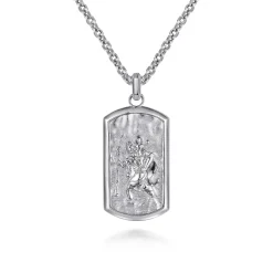 Hot Gabriel & Co. Saint Christopher Dog Tag Pendant 925 Sterling Silver