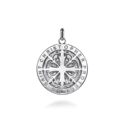 New Gabriel & Co. Saint Christopher Medallion Pendant 925 Sterling Silver