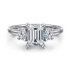 Gabriel & Co. Sanaa - 14K White Gold Emerald Cut 3 Stone Diamond Engagement Ring