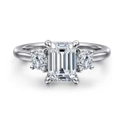 Gabriel & Co. Sanaa - 14K White Gold Emerald Cut 3 Stone Diamond Engagement Ring