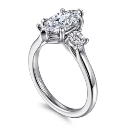 Best Gabriel & Co. Sanaa - 14K White Gold Marquise Shape 3 Stone Diamond Engagement Ring