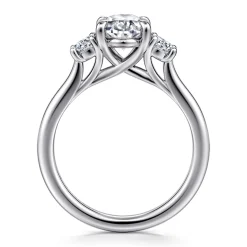 Online Gabriel & Co. Sanaa - 14K White Gold Oval 3 Stone Diamond Engagement Ring