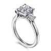 Outlet Gabriel & Co. Sanaa - 14K White Gold Princess Cut 3 Stone Diamond Engagement Ring