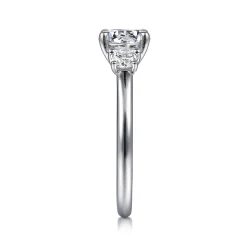 New Gabriel & Co. Sanaa - 14K White Gold Round 3 Stone Diamond Engagement Ring