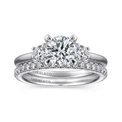 Discount Gabriel & Co. Sanaa - 14K White Gold Round 3 Stone Diamond Engagement Ring