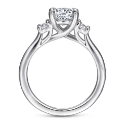 Discount Gabriel & Co. Sanaa - 14K White Gold Round 3 Stone Diamond Engagement Ring