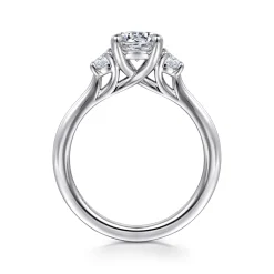 Best Gabriel & Co. Sanaa - 14K White Gold Round Three Stone Diamond Engagement Ring