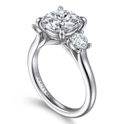 Gabriel & Co. Sanaa - 14K White Gold Round Three Stone Diamond Engagement Ring