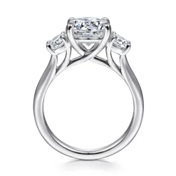Clearance Gabriel & Co. Sanaa - 14K White Gold Round Three Stone Diamond Engagement Ring