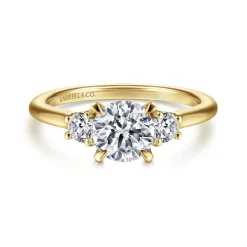 Outlet Gabriel & Co. Sanaa - 14K Yellow Gold Round Three Stone Diamond Engagement Ring