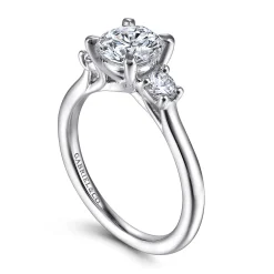 Clearance Gabriel & Co. Sanaa - Platinum Round 3 Stone Diamond Engagement Ring