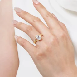 Clearance Gabriel & Co. Sanah - 14K Yellow Gold Split Shank Oval Diamond Engagement Ring