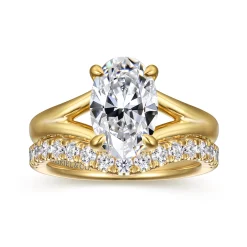 Clearance Gabriel & Co. Sanah - 14K Yellow Gold Split Shank Oval Diamond Engagement Ring