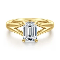 Gabriel & Co. Sanah - 14K Yellow Gold Split Shank Emerald Cut Diamond Engagement Ring