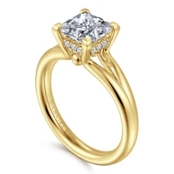 Sale Gabriel & Co. Sanah - 14K Yellow Gold Split Shank Princess Cut Diamond Engagement Ring