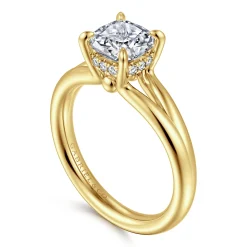 Outlet Gabriel & Co. Sanah - 14K Yellow Gold Split Shank Cushion Cut Diamond Engagement Ring