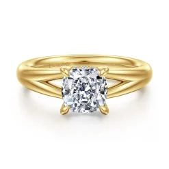 Outlet Gabriel & Co. Sanah - 14K Yellow Gold Split Shank Cushion Cut Diamond Engagement Ring