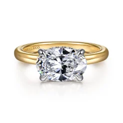 Best Gabriel & Co. Sandi - 14K White-Yellow Gold East West Oval Diamond Engagement Ring
