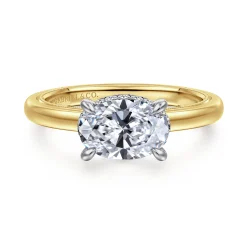 Hot Gabriel & Co. Sandi - 14K White-Yellow Gold East West Oval Diamond Engagement Ring