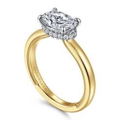 Hot Gabriel & Co. Sandi - 14K White-Yellow Gold East West Oval Diamond Engagement Ring