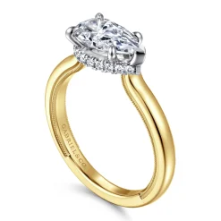 Hot Gabriel & Co. Sandi - 14K White-Yellow Gold East West Pear Shape Diamond Engagement Ring