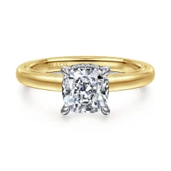 Gabriel & Co. Sandi - 14K White-Yellow Gold East West Cushion Cut Diamond Engagement Ring