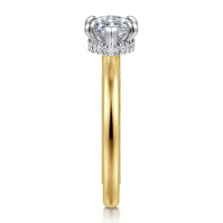 New Gabriel & Co. Sandi - 14K White-Yellow Gold East West Marquise Shape Diamond Engagement Ring