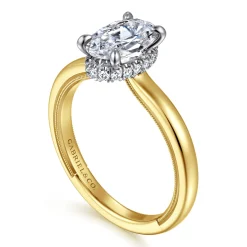 Clearance Gabriel & Co. Sandi - 14K White-Yellow Gold Oval Diamond Engagement Ring