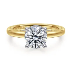 Gabriel & Co. Sandi - 14K White-Yellow Gold Round Diamond Engagement Ring