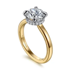 Outlet Gabriel & Co. Sandi - 14K White-Yellow Round Diamond Engagement Ring
