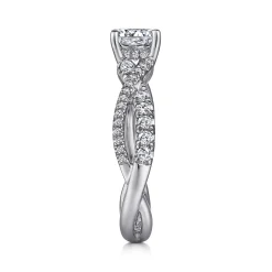 New Gabriel & Co. Sandrine - 14K White Gold Round Diamond Twisted Engagement Ring