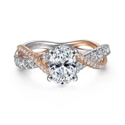 Online Gabriel & Co. Sandrine - 14K White-Rose Gold Oval Diamond Twisted Engagement Ring