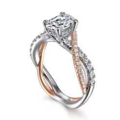 Online Gabriel & Co. Sandrine - 14K White-Rose Gold Oval Diamond Twisted Engagement Ring