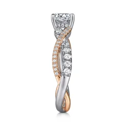 New Gabriel & Co. Sandrine - 14K White-Rose Gold Round Diamond Twisted Engagement Ring