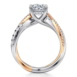 Clearance Gabriel & Co. Sandrine - 14K White-Rose Gold Round Twisted Diamond Engagement Ring