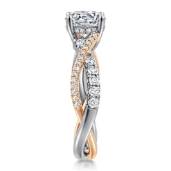 Clearance Gabriel & Co. Sandrine - 14K White-Rose Gold Round Twisted Diamond Engagement Ring