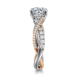 Discount Gabriel & Co. Sandrine - 14K White-Rose Gold Twisted Round Diamond Engagement Ring