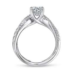 Outlet Gabriel & Co. Sandrine - Platinum Round Diamond Twisted Engagement Ring