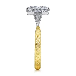 Sale Gabriel & Co. Sanna - Vintage Inspired 14K White-Yellow Gold Oval Diamond Engagement Ring