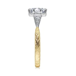 Discount Gabriel & Co. Sanna - Vintage Inspired 14K White-Yellow Gold Round Diamond Channel Set Engagement Ring