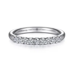 Discount Gabriel & Co. Sardegna - 14K White Gold Round 9 Stone Diamond Anniversary Band - 0.25 ct