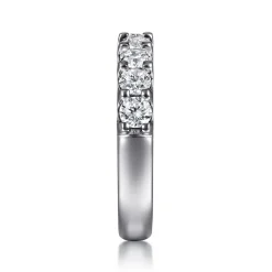 Clearance Gabriel & Co. Sardegna - 14K White Gold 9 Stone Shared Prong Round Diamond Anniversary Band - 1.2 ct